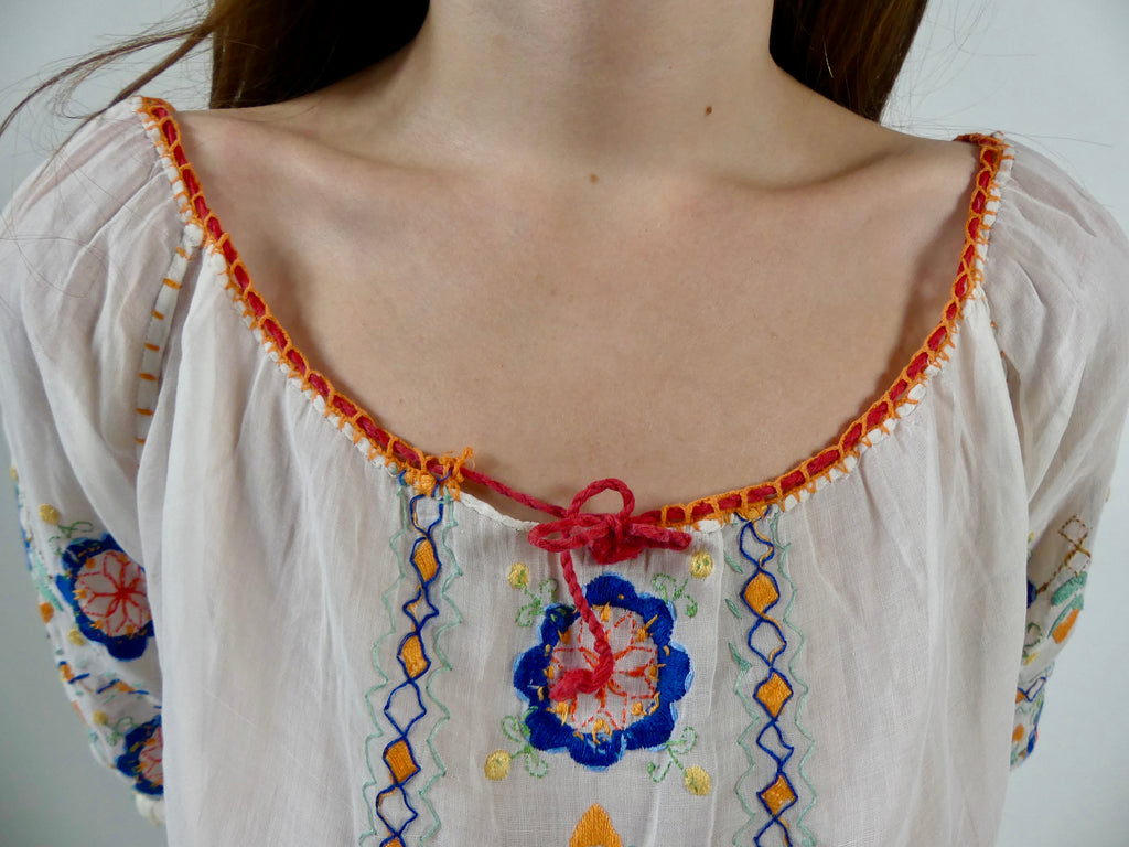 1930s Hungarian Embroidered Blouse