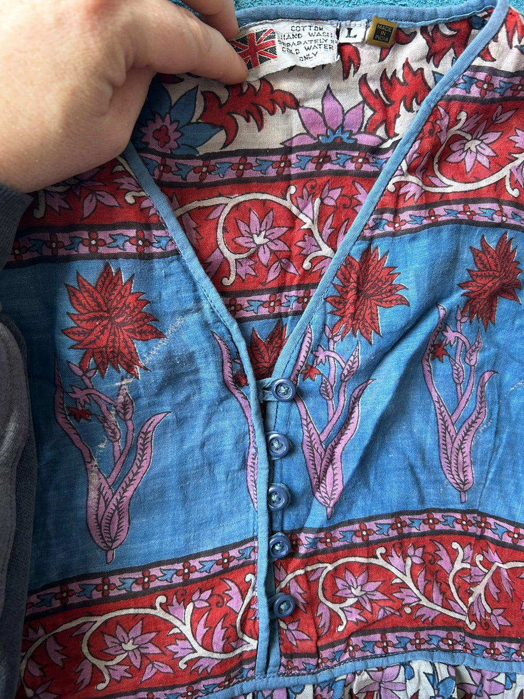 1970er Deadstock, doppellagiges Baumwollgaze-Kleid