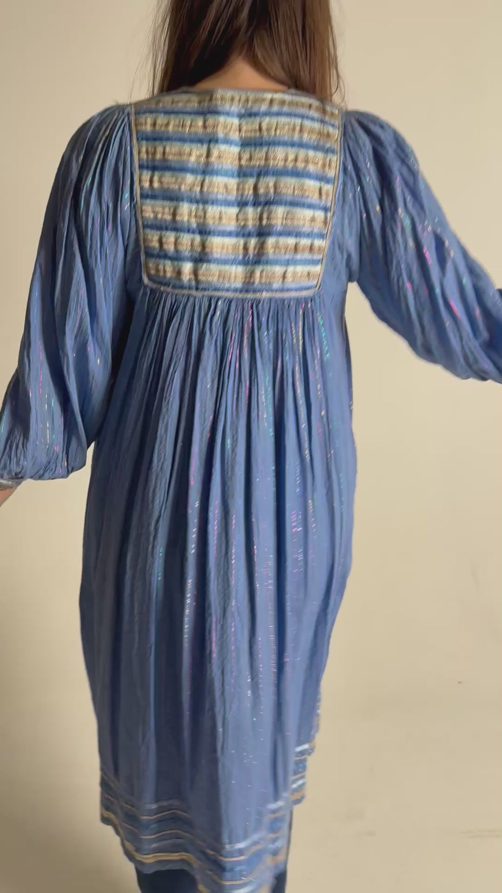 1970s Cotton Gauze and Lurex Dress