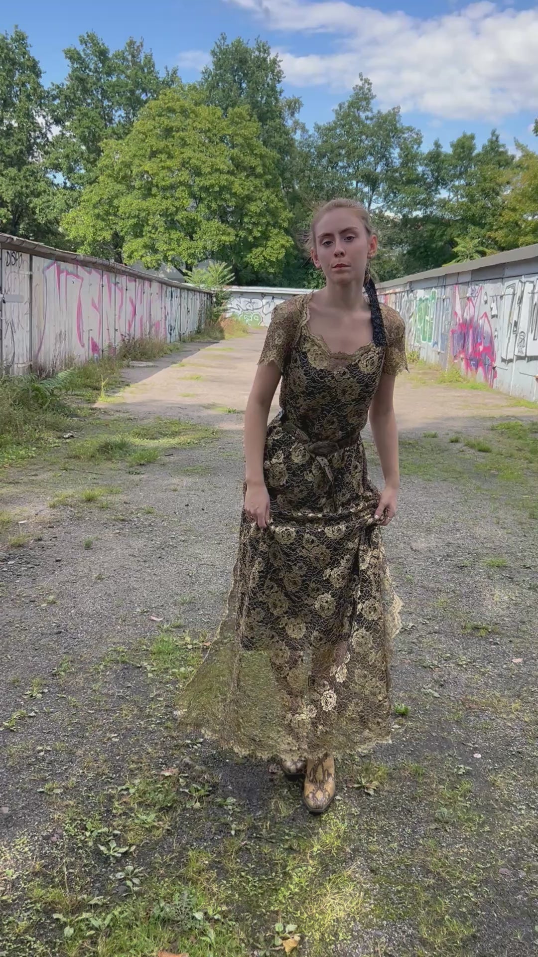 1930s Gold Lamé Lace Overdress